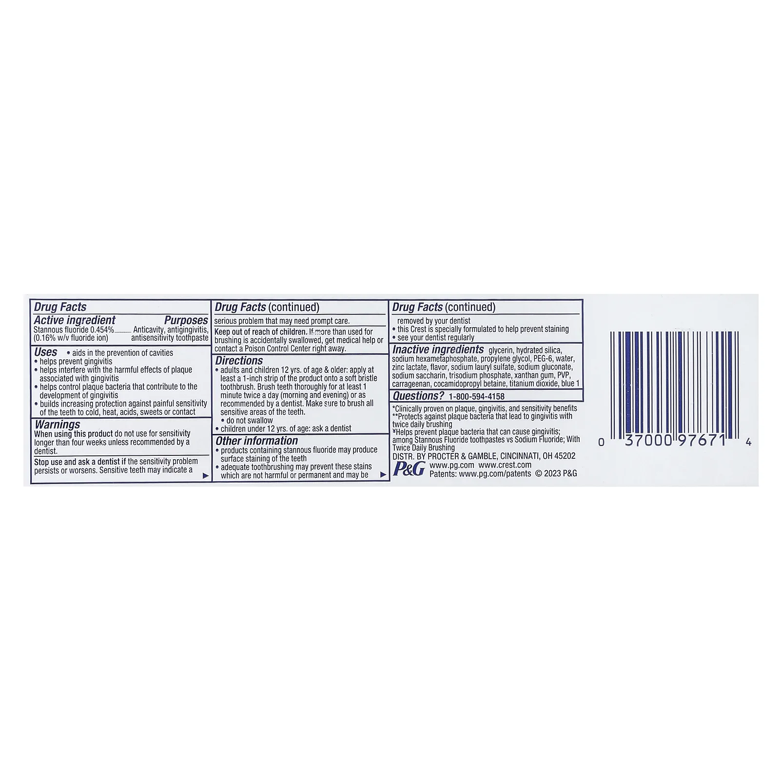 Crest, Pro-Health Advanced, зубная паста с фторидом, для чувствительной кожи, 144 г (5,1 унции)