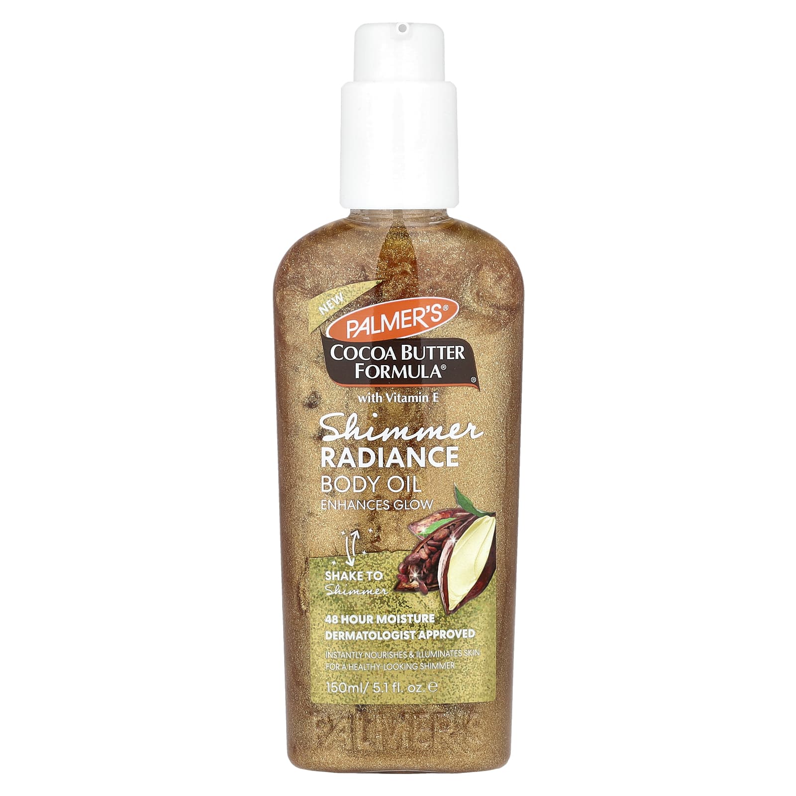 Palmer's, Cocoa Butter Formula® с витамином E, масло для тела с мерцающим сиянием, 150 мл (5,1 жидк. унц.)