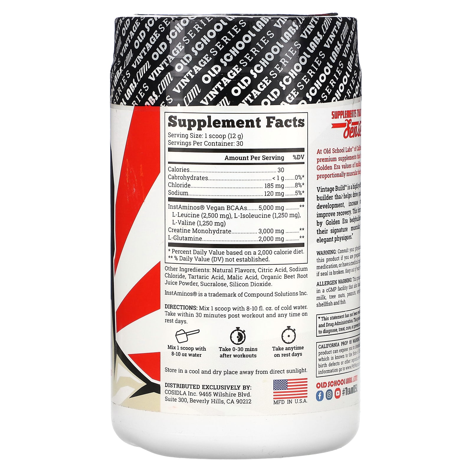 Old School Labs, Vintage Build, средство 3-в-1 для наращивания мышечной массы, черная вишня, 363 г (12,8 унции)