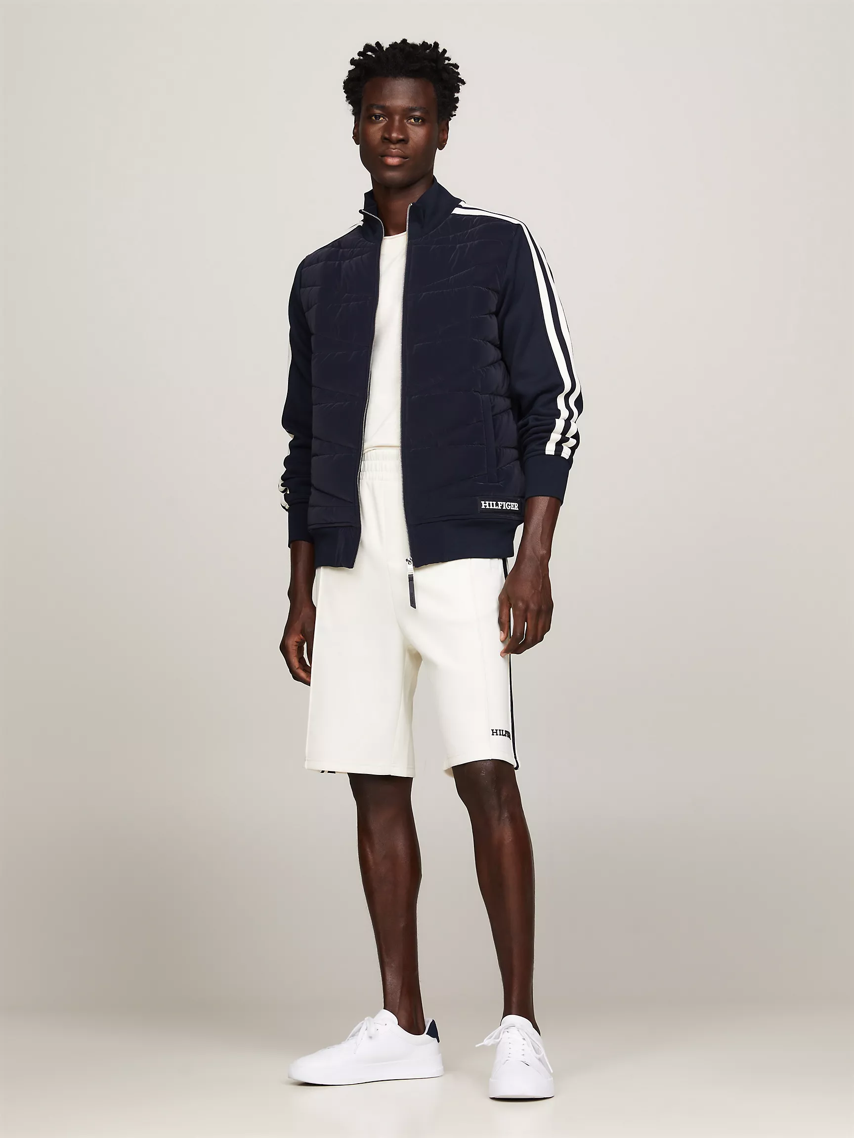 Мужская толстовка Tommy Hilfiger, Свитшот на молнии с монограммным узором из комбинированных материалов