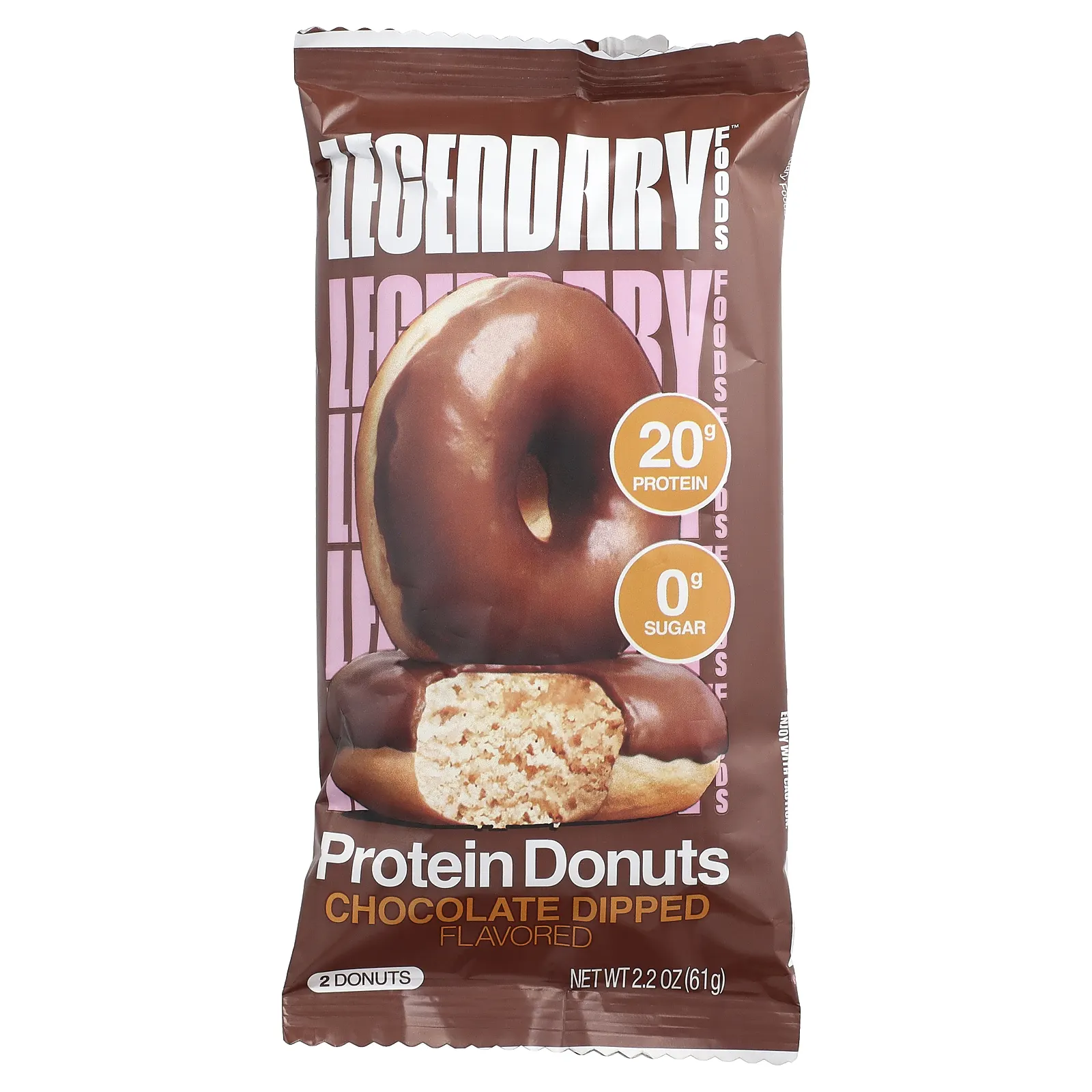Legendary Foods, протеиновые пончики, в шоколаде, 12 упаковок по 61 г (2,2 унции)